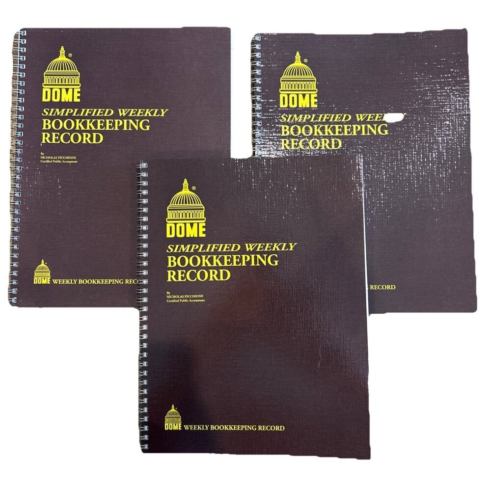 Dome Bookkeeping Record Brown Vinyl Cover 128 Pages 8 1/2 x 11, Pack Of 3 NEW